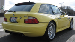 2000 BMW M Coupe in Dakar Yellow 2 over Black Nappa - Rear 3/4