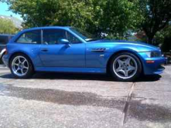 2000 BMW M Coupe in Estoril Blue Metallic over Dark Beige Oregon - Side