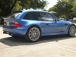 2000 BMW M Coupe in Estoril Blue Metallic over Estoril Blue & Black Nappa - Rear 3/4