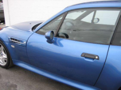 2000 BMW M Coupe in Estoril Blue Metallic over Estoril Blue & Black Nappa - Side Detail