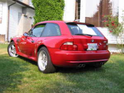 2000 BMW M Coupe in Imola Red 2 over Black Nappa - Rear 3/4