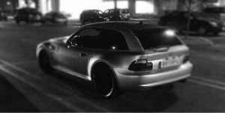 2000 BMW M Coupe in Titanium Silver Metallic over Estoril Blue & Black Nappa - Rear 3/4