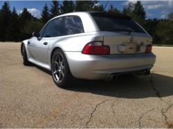 2000 BMW M Coupe in Titanium Silver Metallic over Black Nappa - Rear 3/4