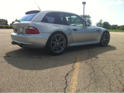 2000 BMW M Coupe in Titanium Silver Metallic over Black Nappa - Rear 3/4