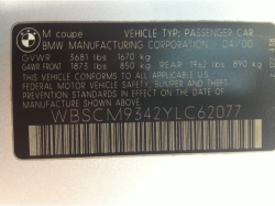 2000 BMW M Coupe in Titanium Silver Metallic over Black Nappa - VIN Tag