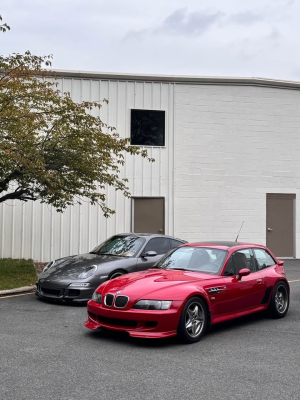 2001 BMW M Coupe in Imola Red 2 over Imola Red & Black Nappa