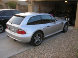 2001 BMW M Coupe in Titanium Silver Metallic over Black Nappa - Rear 3/4