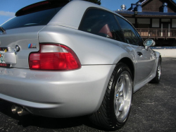 2001 BMW M Coupe in Titanium Silver Metallic over Imola Red & Black Nappa - Rear 3/4 Detail