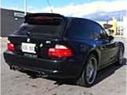 2002 BMW M Coupe in Black Sapphire Metallic over Estoril Blue & Black Nappa - Rear 3/4