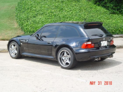 2002 BMW M Coupe in Black Sapphire Metallic over Estoril Blue & Black Nappa - Rear 3/4