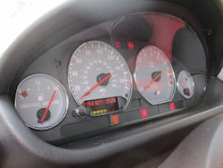 2002 BMW M Coupe in Steel Gray Metallic over Imola Red & Black Nappa - Gauges