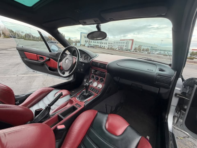 1999 BMW M Coupe in Arctic Silver Metallic over Imola Red & Black Nappa