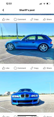 1999 BMW M Coupe in Estoril Blue Metallic over Other