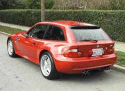 1999 BMW M Coupe in Imola Red 2 over Black Nappa - Rear 3/4