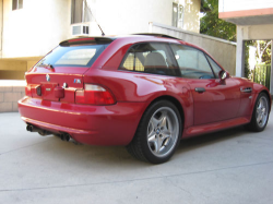1999 BMW M Coupe in Imola Red 2 over Black Nappa - Rear 3/4