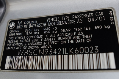 2001 BMW M Coupe in Titanium Silver Metallic over Black Nappa