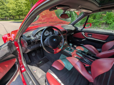 2002 BMW M Coupe in Imola Red 2 over Imola Red & Black Nappa