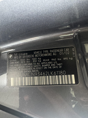 2002 BMW M Coupe in Steel Gray Metallic over Dark Gray & Black Nappa