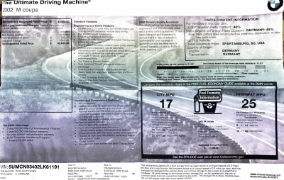 2002 BMW M Coupe in Steel Gray Metallic over Black Nappa