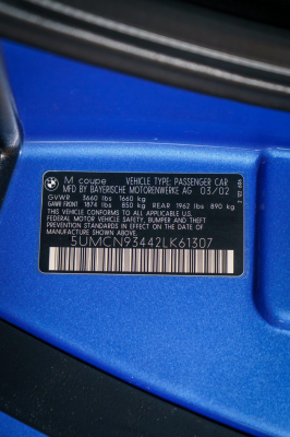 2002 BMW M Coupe in Estoril Blue Metallic over Estoril Blue & Black Nappa