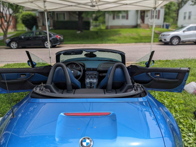 2000 BMW M Roadster in Estoril Blue Metallic over Estoril Blue & Black Nappa