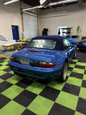 2000 BMW M Roadster in Estoril Blue Metallic over Estoril Blue & Black Nappa
