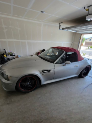 1999 BMW M Roadster in Arctic Silver Metallic over Imola Red & Black Nappa