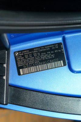 1998 BMW M Roadster in Estoril Blue Metallic over Black Nappa