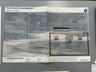 1998 BMW M Roadster in Arctic Silver Metallic over Black Nappa