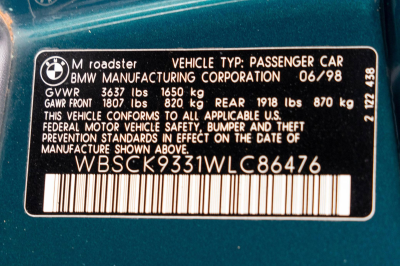 1998 BMW M Roadster in Boston Green Metallic over Black Nappa