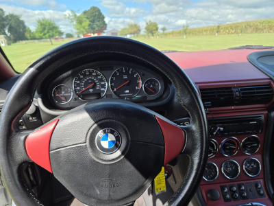 1998 BMW M Roadster in Arctic Silver Metallic over Imola Red & Black Nappa