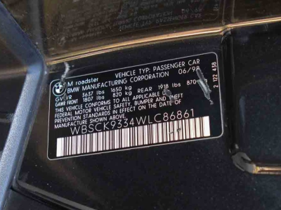 1998 BMW M Roadster in Cosmos Black Metallic over Dark Gray & Black Nappa