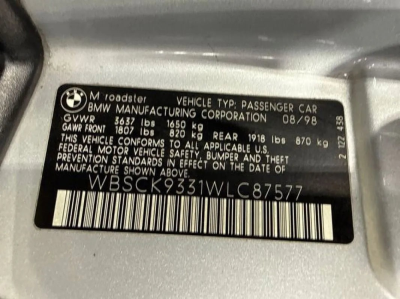 1998 BMW M Roadster in Arctic Silver Metallic over Black Nappa