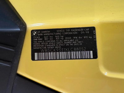 1999 BMW M Roadster in Dakar Yellow 2 over Black Nappa