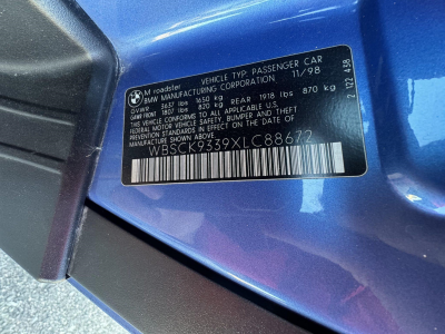 1999 BMW M Roadster in Estoril Blue Metallic over Estoril Blue & Black Nappa