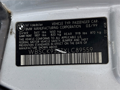 1999 BMW M Roadster in Arctic Silver Metallic over Black Nappa