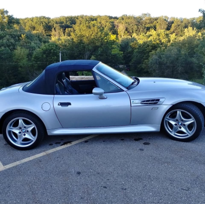 2000 BMW M Roadster in Titanium Silver Metallic over Estoril Blue & Black Nappa