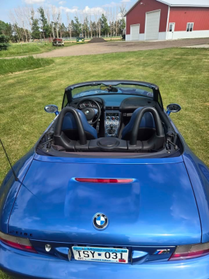 2000 BMW M Roadster in Estoril Blue Metallic over Estoril Blue & Black Nappa