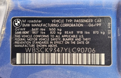 2000 BMW M Roadster in Estoril Blue Metallic over Black Nappa
