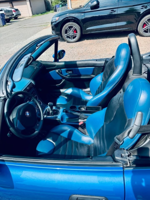 2000 BMW M Roadster in Estoril Blue Metallic over Estoril Blue & Black Nappa