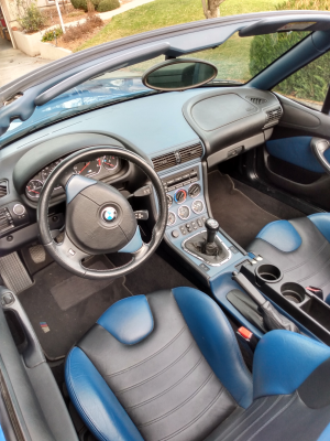 2000 BMW M Roadster in Estoril Blue Metallic over Estoril Blue & Black Nappa