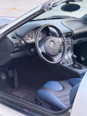 2000 BMW M Roadster in Titanium Silver Metallic over Estoril Blue & Black Nappa
