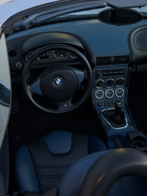 2000 BMW M Roadster in Titanium Silver Metallic over Estoril Blue & Black Nappa