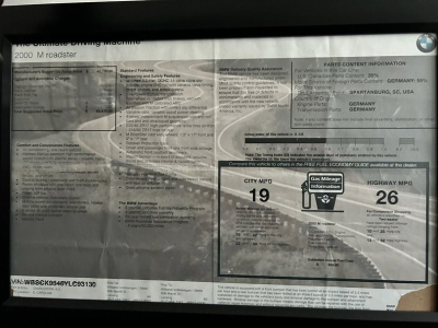 2000 BMW M Roadster in Titanium Silver Metallic over Black Nappa