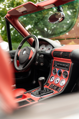 2001 BMW M Roadster in Titanium Silver Metallic over Imola Red & Black Nappa