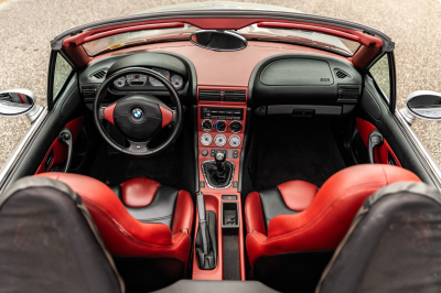 2001 BMW M Roadster in Titanium Silver Metallic over Imola Red & Black Nappa