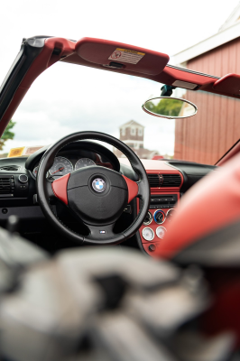 2001 BMW M Roadster in Titanium Silver Metallic over Imola Red & Black Nappa
