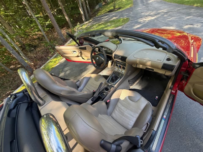 2002 BMW M Roadster in Imola Red 2 over Dark Beige Oregon