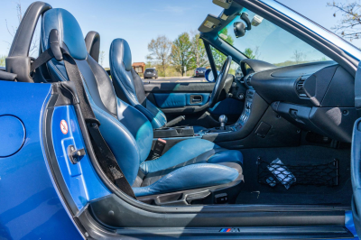 2002 BMW M Roadster in Estoril Blue Metallic over Estoril Blue & Black Nappa