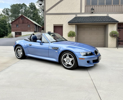 2002 BMW M Roadster in Estoril Blue Metallic over Estoril Blue & Black Nappa